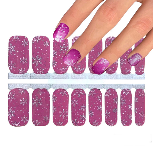 Snowflakes on Pink | Nail Wraps | Nail Stickers | Nail Strips | Gel Nails | Nail Polish Wraps - Nailfordable