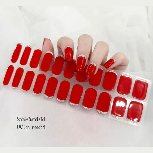 Elegant Red- Semi-Cured Gel Wraps UV | Nail Wraps | Nail Stickers | Nail Strips | Gel Nails | Nail Polish Wraps - Nailfordable