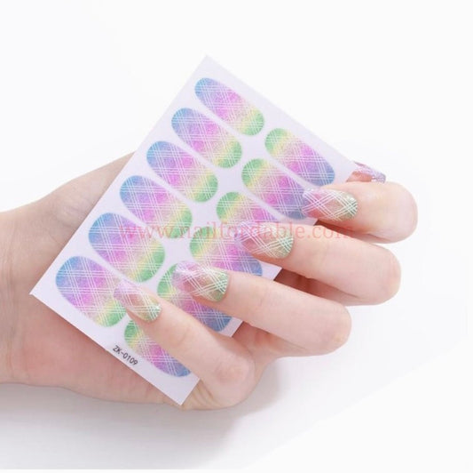 Pastels plaid | Nail Wraps | Nail Stickers | Nail Strips | Gel Nails | Nail Polish Wraps - Nailfordable