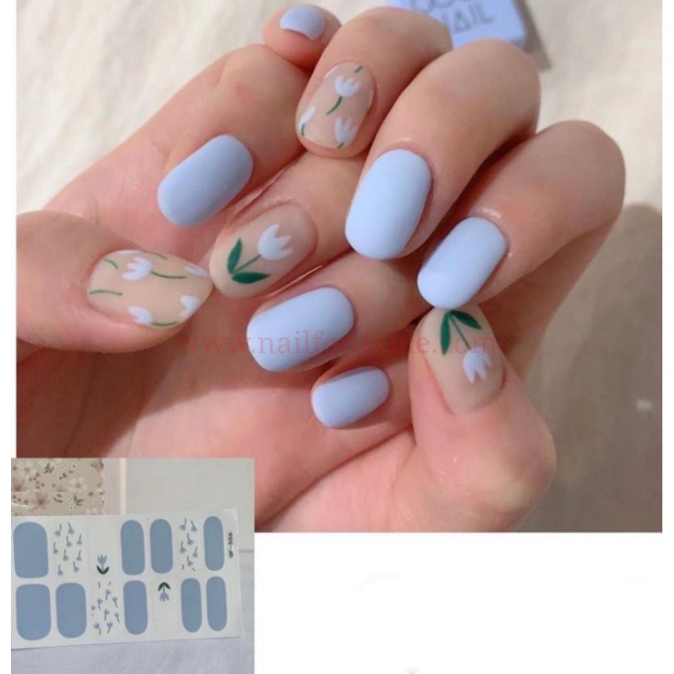 Blue tulips | Nail Wraps | Nail Stickers | Nail Strips | Gel Nails | Nail Polish Wraps - Nailfordable