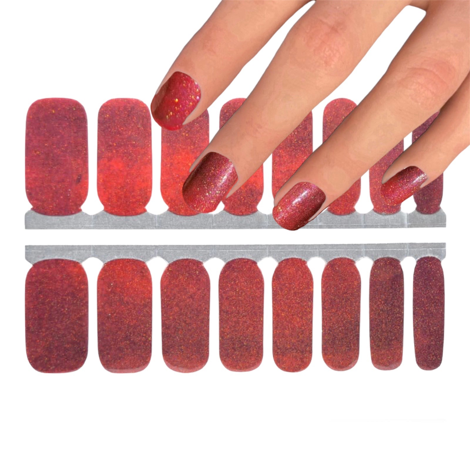 Red (glitter) Nail Wraps Nail Stickers Nail Strips Gel Nails