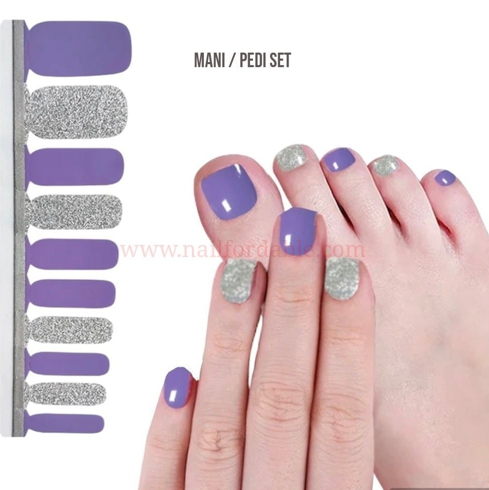 Purple-Silver | Nail Wraps | Nail Stickers | Nail Strips | Gel Nails | Nail Polish Wraps - Nailfordable