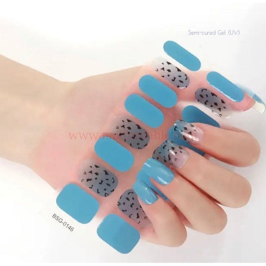 Blue cow - Semi-Cured Gel Wraps UV | Nail Wraps | Nail Stickers | Nail Strips | Gel Nails | Nail Polish Wraps - Nailfordable