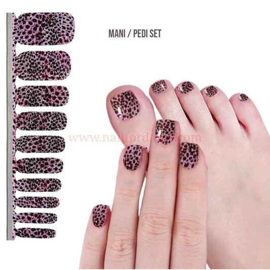Pink Leopard glitter | Nail Wraps | Nail Stickers | Nail Strips | Gel Nails | Nail Polish Wraps - Nailfordable