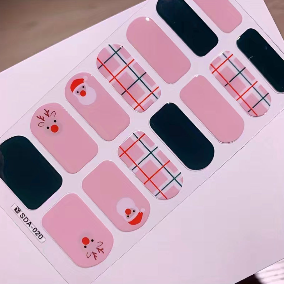 Pink plaid Santa | Nail Wraps | Nail Stickers | Nail Strips | Gel Nails | Nail Polish Wraps - Nailfordable