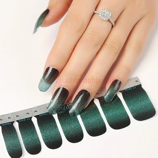 Black to Green gradient | Nail Wraps | Nail Stickers | Nail Strips | Gel Nails | Nail Polish Wraps - Nailfordable