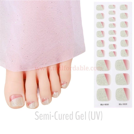 Partially glitter - Semi-Cured Gel Wraps UV | Nail Wraps | Nail Stickers | Nail Strips | Gel Nails | Nail Polish Wraps - Nailfordable