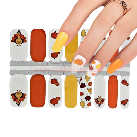 Turkey day | Nail Wraps | Nail Stickers | Nail Strips | Gel Nails | Nail Polish Wraps - Nailfordable