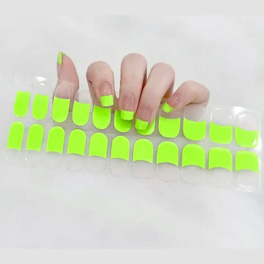 Neon Green tips - Semi-Cured Gel Wraps UV | Nail Wraps | Nail Stickers | Nail Strips | Gel Nails | Nail Polish Wraps - Nailfordable