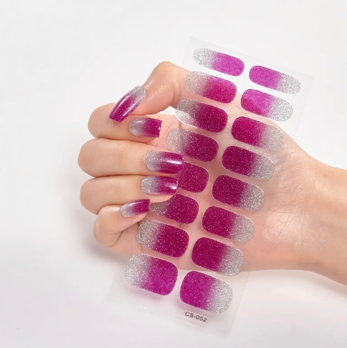 Magenta and Silver gradient | Nail Wraps | Nail Stickers | Nail Strips | Gel Nails | Nail Polish Wraps - Nailfordable