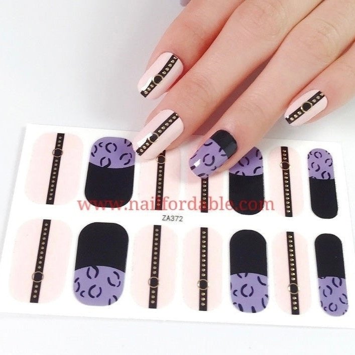 Half print purple | Nail Wraps | Nail Stickers | Nail Strips | Gel Nails | Nail Polish Wraps - Nailfordable