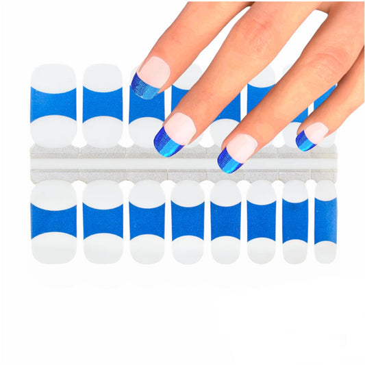 Blue foil french tips | Nail Wraps | Nail Stickers | Nail Strips | Gel Nails | Nail Polish Wraps - Nailfordable