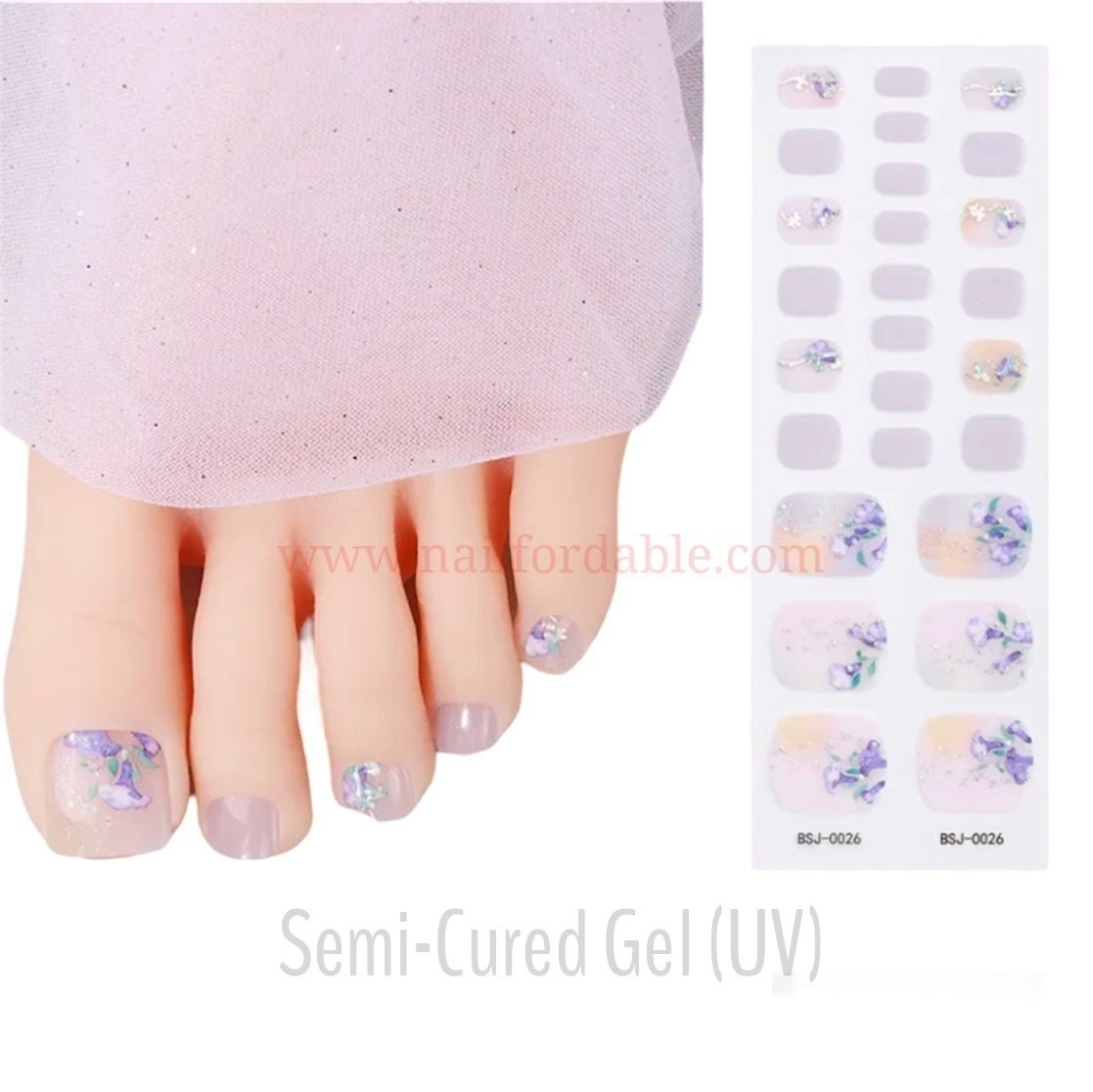 Lilac Flowers- Semi-Cured Gel Wraps UV | Nail Wraps | Nail Stickers | Nail Strips | Gel Nails | Nail Polish Wraps - Nailfordable
