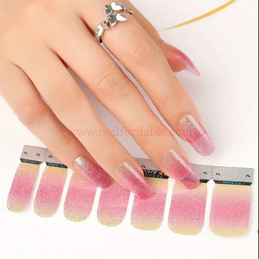 Gold to Pink | Nail Wraps | Nail Stickers | Nail Strips | Gel Nails | Nail Polish Wraps - Nailfordable