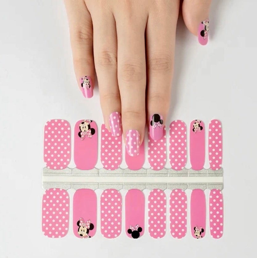 Disney - Pink Minnie Mouse | Nail Wraps | Nail Stickers | Nail Strips | Gel Nails | Nail Polish Wraps - Nailfordable