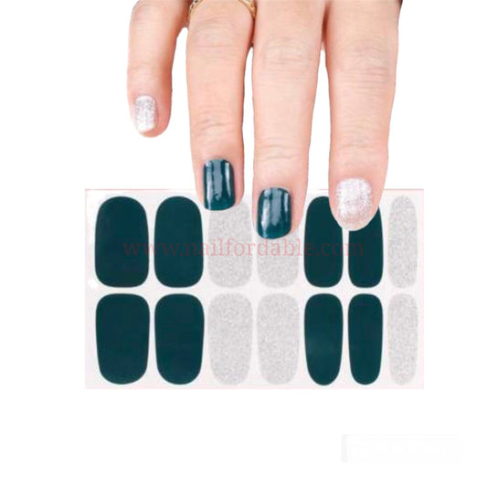 Green and silver | Nail Wraps | Nail Stickers | Nail Strips | Gel Nails | Nail Polish Wraps - Nailfordable