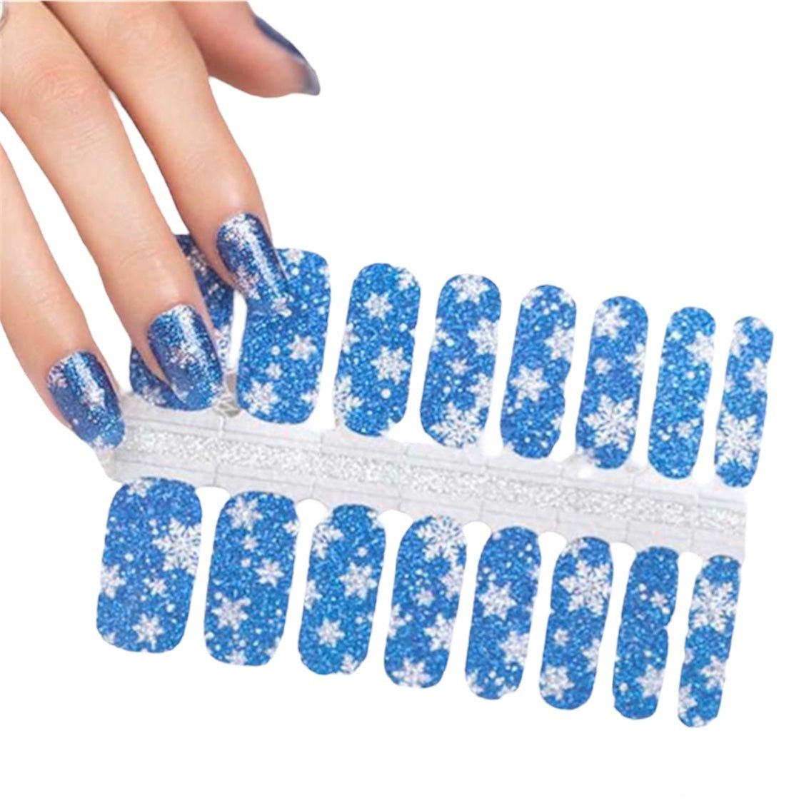 Snowflakes on Blue | Nail Wraps | Nail Stickers | Nail Strips | Gel Nails | Nail Polish Wraps - Nailfordable