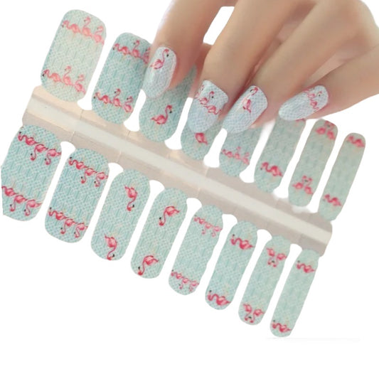Pink Flamingos | Nail Wraps | Nail Stickers | Nail Strips | Gel Nails | Nail Polish Wraps - Nailfordable