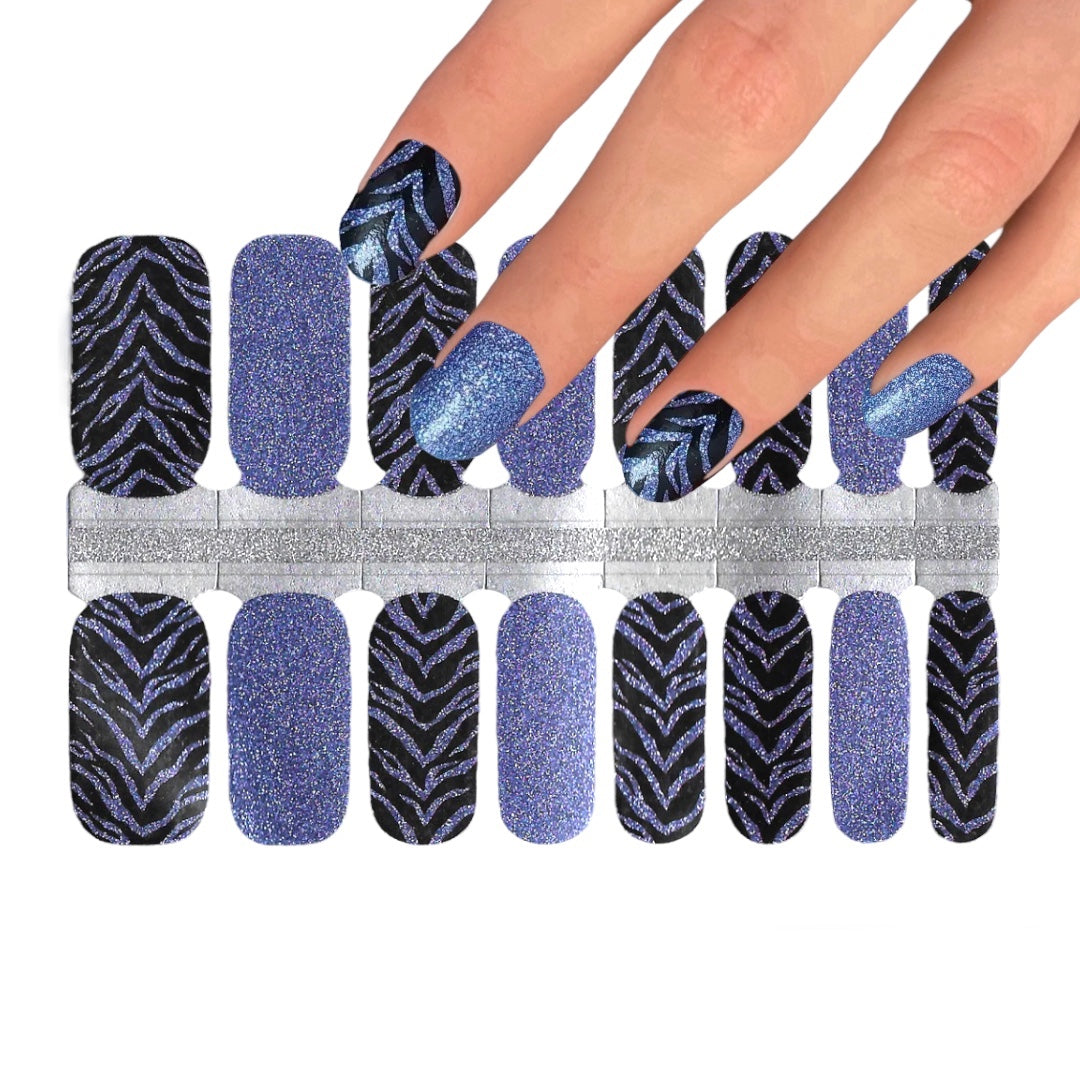 Blue Tiger glitter | Nail Wraps | Nail Stickers | Nail Strips | Gel Nails | Nail Polish Wraps - Nailfordable