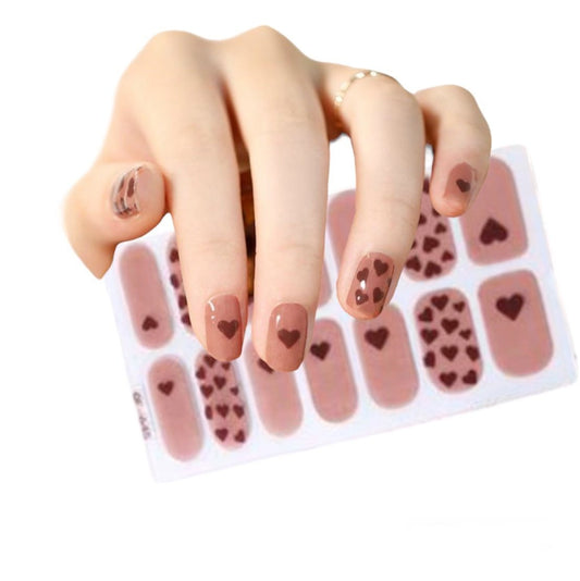 Brown hearts | Nail Wraps | Nail Stickers | Nail Strips | Gel Nails | Nail Polish Wraps - Nailfordable
