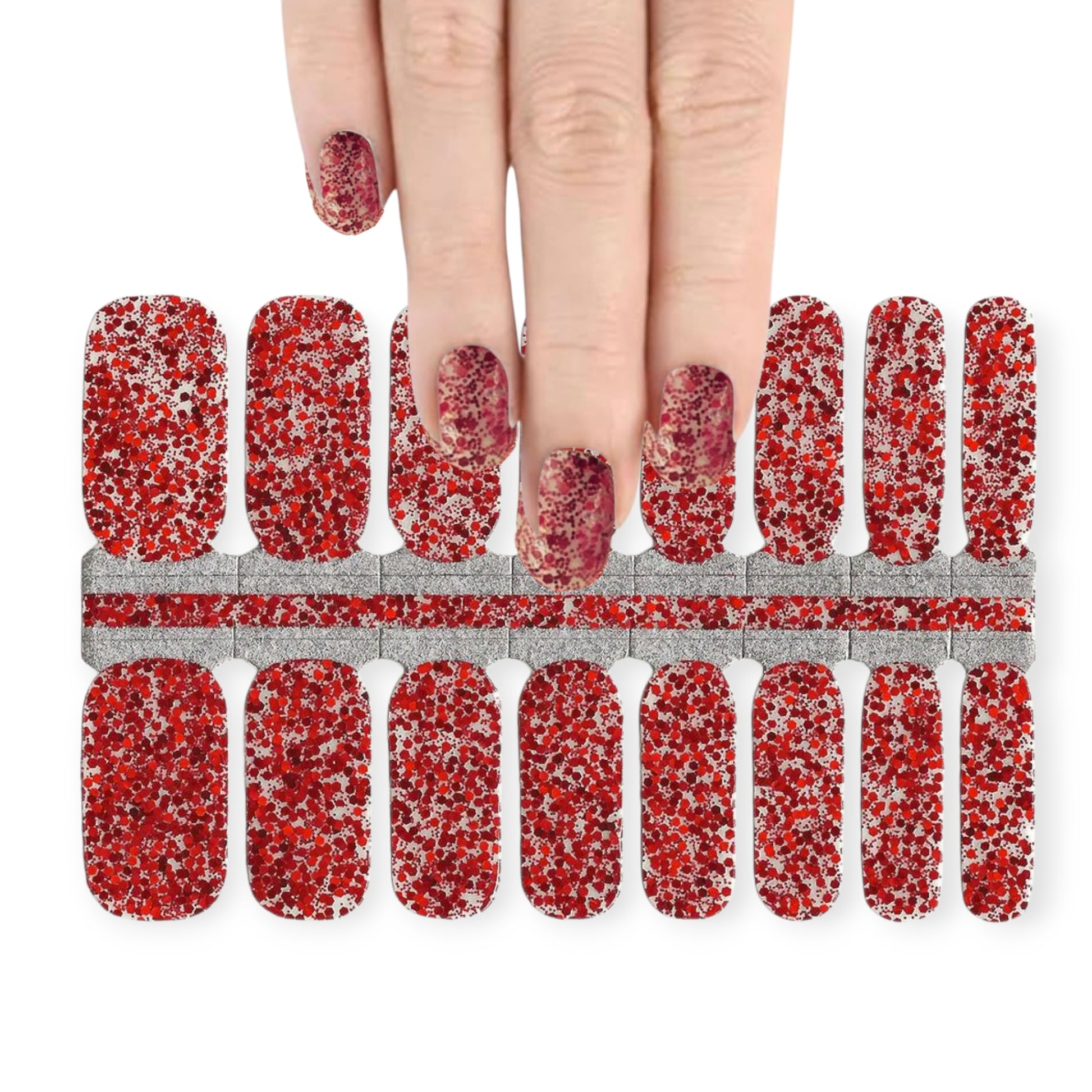 Sparkle - Red | Nail Wraps | Nail Stickers | Nail Strips | Gel Nails | Nail Polish Wraps - Nailfordable