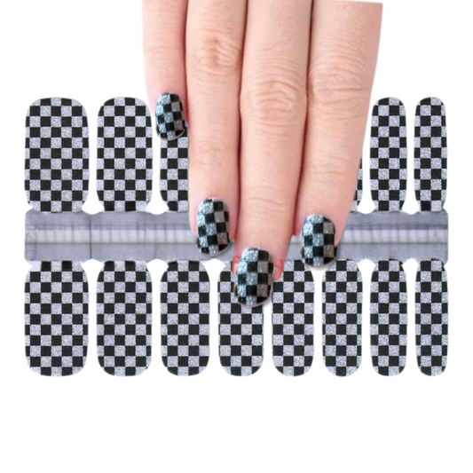 Checkerboard glitter | Nail Wraps | Nail Stickers | Nail Strips | Gel Nails | Nail Polish Wraps - Nailfordable