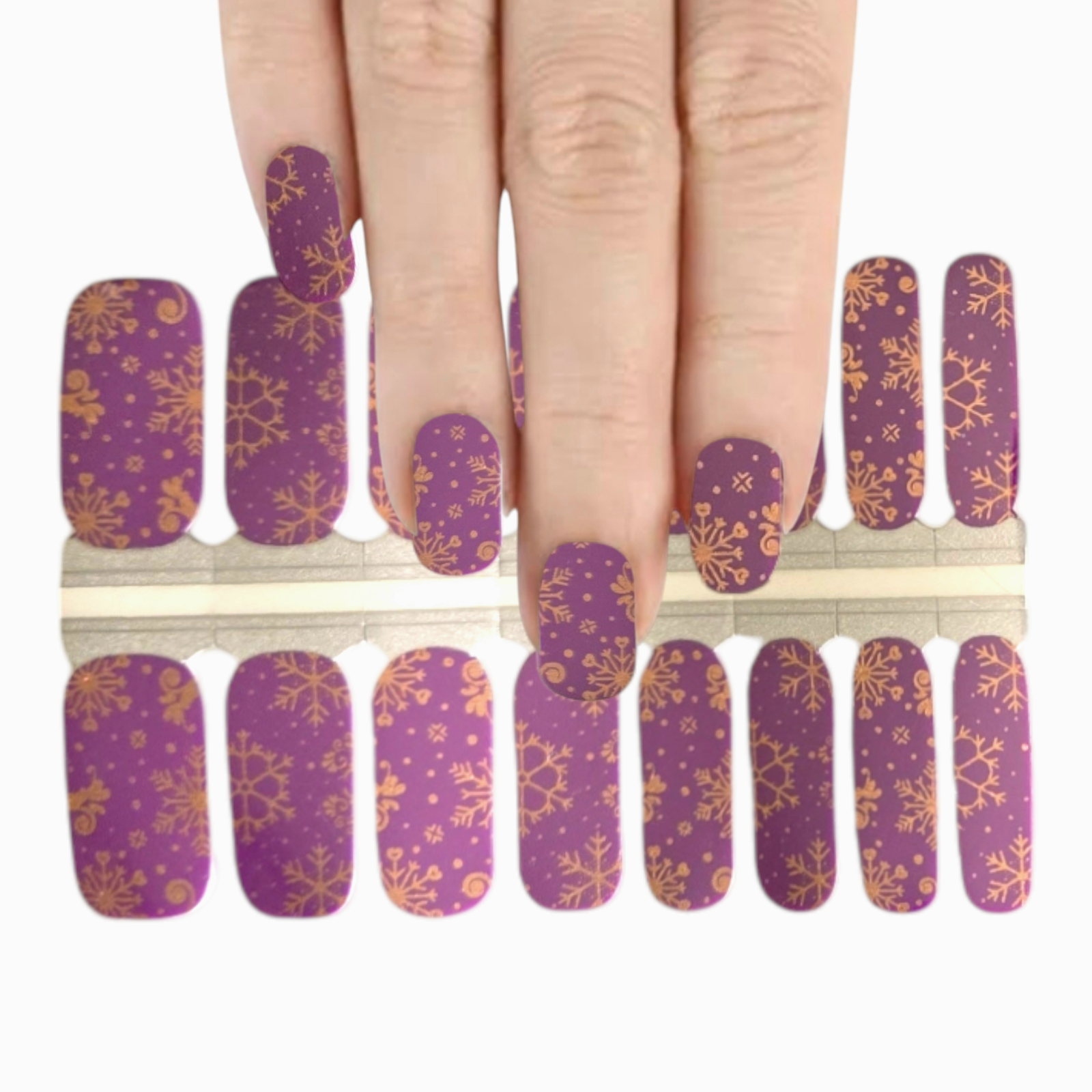 Gold snowflakes | Nail Wraps | Nail Stickers | Nail Strips | Gel Nails | Nail Polish Wraps - Nailfordable