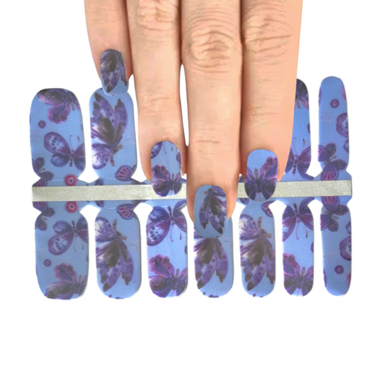 Purple Butterflies | Nail Wraps | Nail Stickers | Nail Strips | Gel Nails | Nail Polish Wraps - Nailfordable