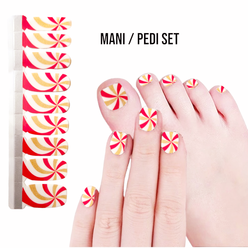 Festive Pinwheel | Nail Wraps | Nail Stickers | Nail Strips | Gel Nails | Nail Polish Wraps - Nailfordable