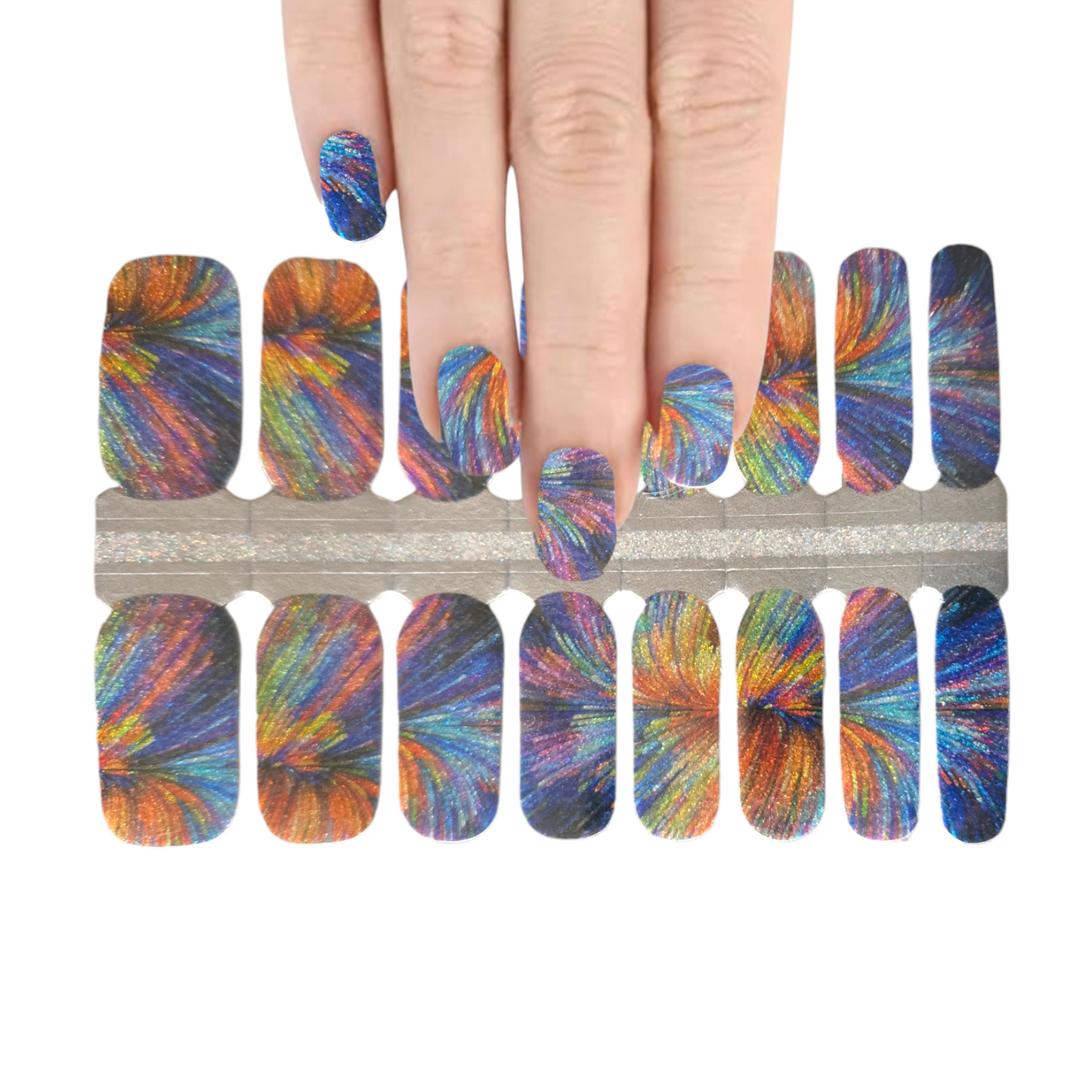 Rainbow Fireworks Glitter | Nail Wraps | Nail Stickers | Nail Strips | Gel Nails | Nail Polish Wraps - Nailfordable