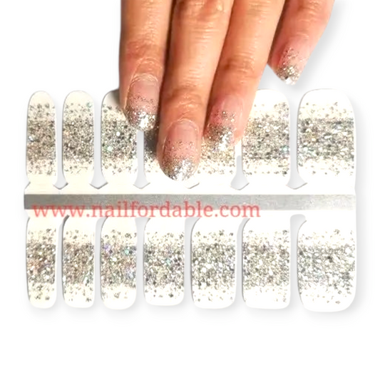 Silver sparkles | Nail Wraps | Nail Stickers | Nail Strips | Gel Nails | Nail Polish Wraps - Nailfordable