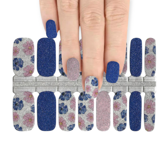 Flowers glitter | Nail Wraps | Nail Stickers | Nail Strips | Gel Nails | Nail Polish Wraps - Nailfordable