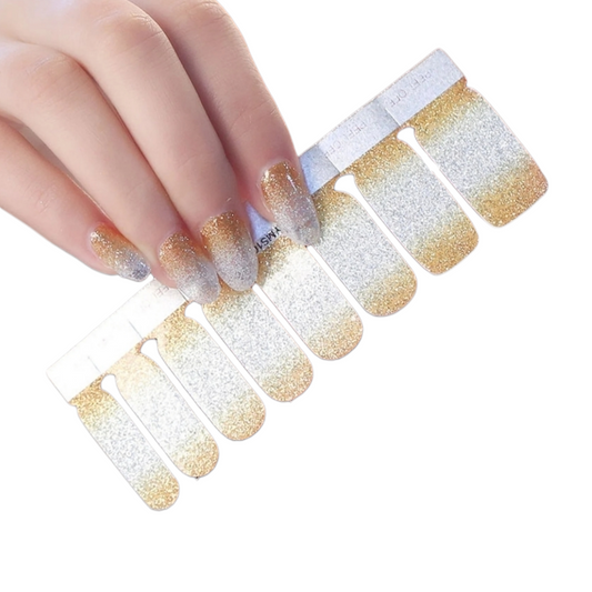 Gold to Silver gradient | Nail Wraps | Nail Stickers | Nail Strips | Gel Nails | Nail Polish Wraps - Nailfordable