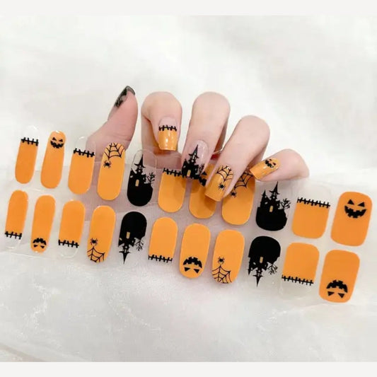 Halloween town - Cured Gel Wraps Air Dry/Non UV | Nail Wraps | Nail Stickers | Nail Strips | Gel Nails | Nail Polish Wraps - Nailfordable