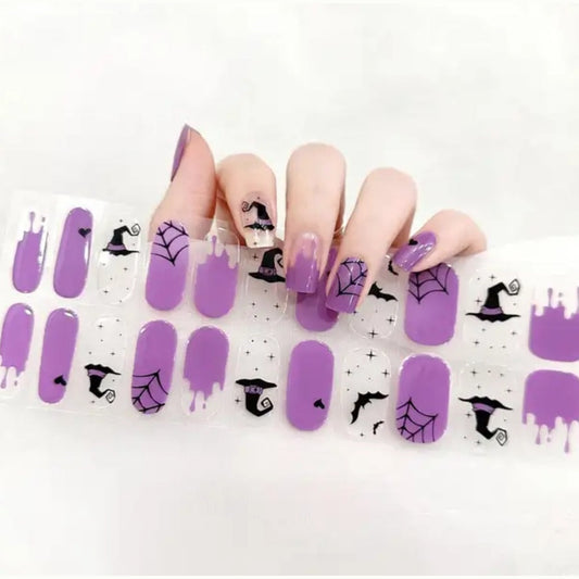 Witch Hat - Cured Gel Wraps Air Dry/Non UV | Nail Wraps | Nail Stickers | Nail Strips | Gel Nails | Nail Polish Wraps - Nailfordable