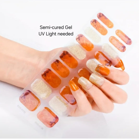 Halloween on Fire- Semi-Cured Gel Wraps UV | Nail Wraps | Nail Stickers | Nail Strips | Gel Nails | Nail Polish Wraps - Nailfordable