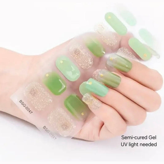 Green Day- Semi-Cured Gel Wraps UV | Nail Wraps | Nail Stickers | Nail Strips | Gel Nails | Nail Polish Wraps - Nailfordable