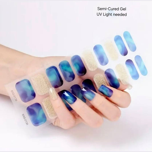 At night - Semi-Cured Gel Wraps UV | Nail Wraps | Nail Stickers | Nail Strips | Gel Nails | Nail Polish Wraps - Nailfordable