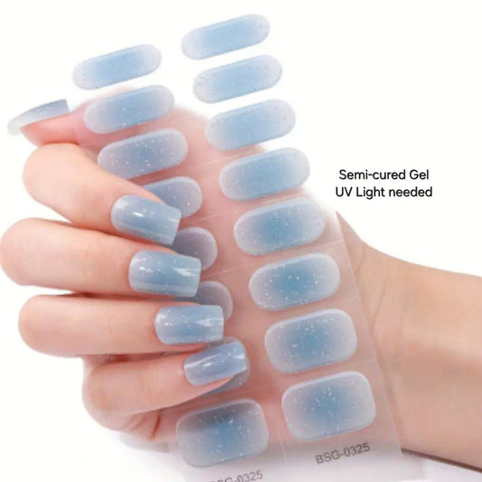 Blue shade- Semi-Cured Gel Wraps UV | Nail Wraps | Nail Stickers | Nail Strips | Gel Nails | Nail Polish Wraps - Nailfordable