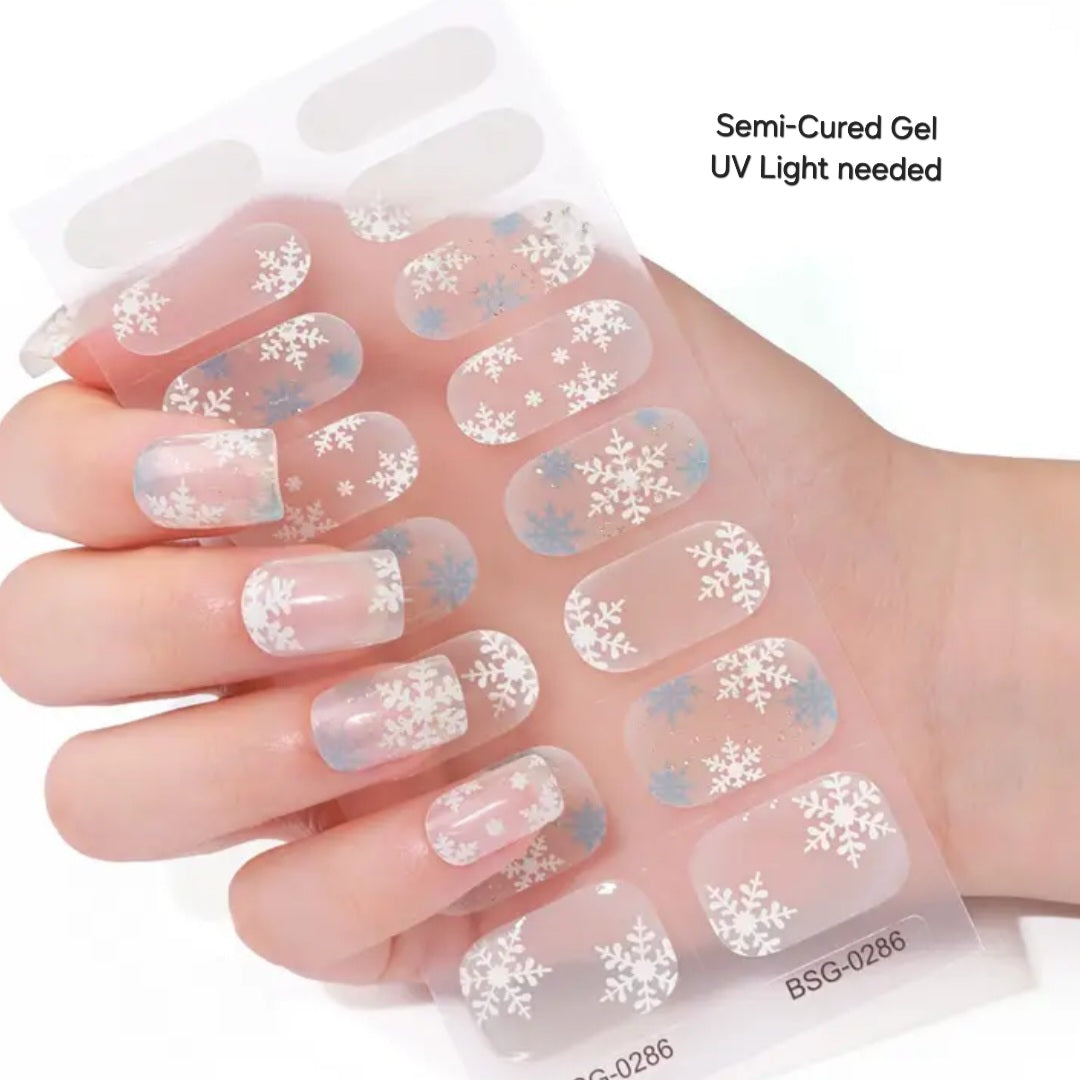 More Snowflakes - Semi-Cured Gel Wraps UV | Nail Wraps | Nail Stickers | Nail Strips | Gel Nails | Nail Polish Wraps - Nailfordable