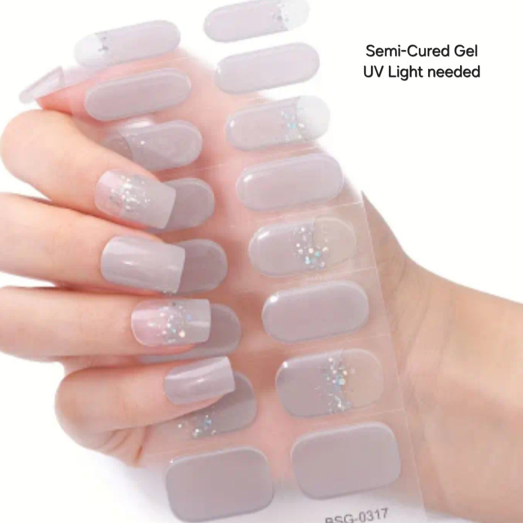 Neutral elegance- Semi-Cured Gel Wraps UV | Nail Wraps | Nail Stickers | Nail Strips | Gel Nails | Nail Polish Wraps - Nailfordable