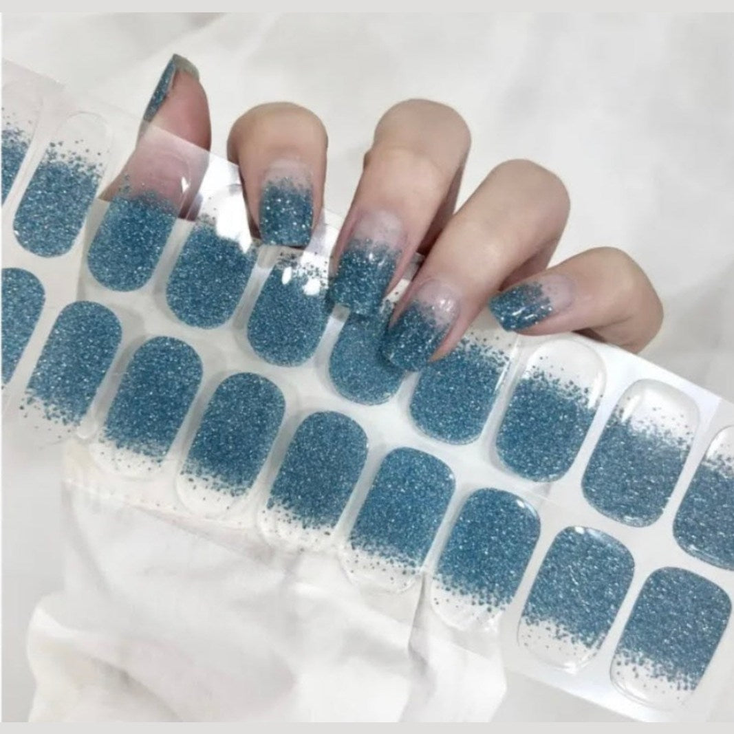 Blue Sand - Cured Gel Wraps Air Dry/Non UV | Nail Wraps | Nail Stickers | Nail Strips | Gel Nails | Nail Polish Wraps - Nailfordable