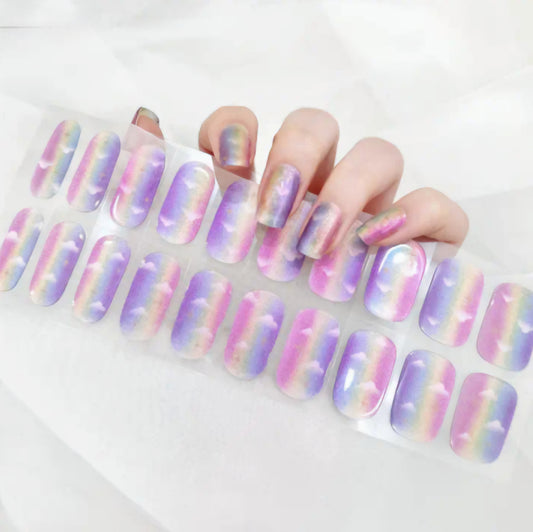 Sky Rainbow- Cured Gel Wraps Air Dry/Non UV | Nail Wraps | Nail Stickers | Nail Strips | Gel Nails | Nail Polish Wraps - Nailfordable