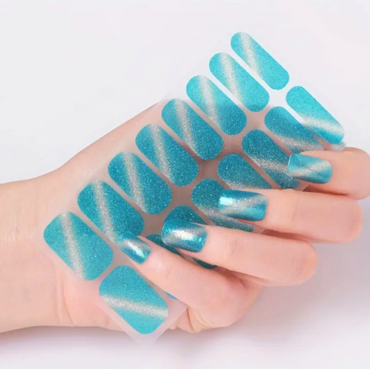 Cat eye - Teal | Nail Wraps | Nail Stickers | Nail Strips | Gel Nails | Nail Polish Wraps - Nailfordable