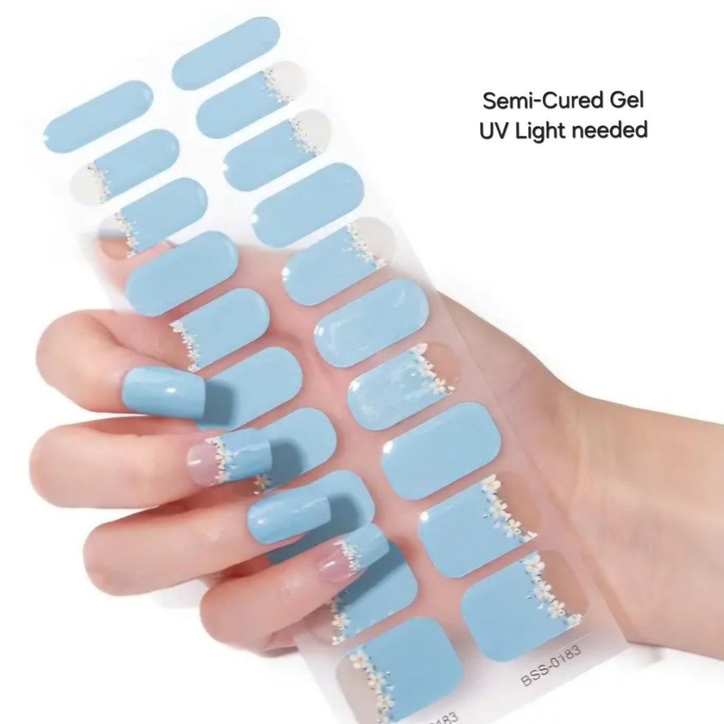 Blue Spring - Semi-Cured Gel Wraps UV | Nail Wraps | Nail Stickers | Nail Strips | Gel Nails | Nail Polish Wraps - Nailfordable