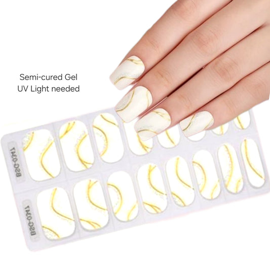Gold lace - Semi-Cured Gel Wraps UV | Nail Wraps | Nail Stickers | Nail Strips | Gel Nails | Nail Polish Wraps - Nailfordable