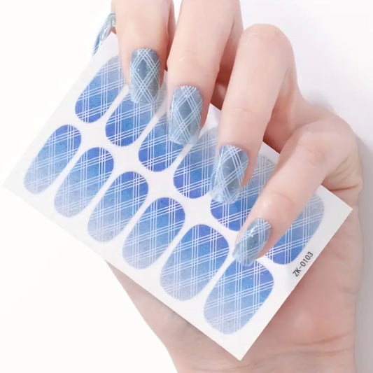 Blue plaid | Nail Wraps | Nail Stickers | Nail Strips | Gel Nails | Nail Polish Wraps - Nailfordable