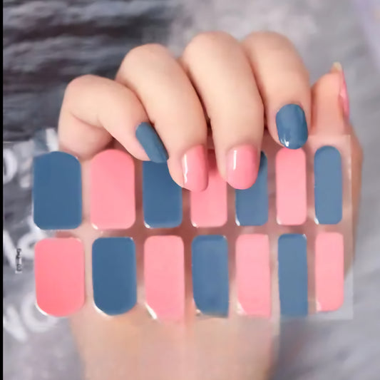 Pink and Blue | Nail Wraps | Nail Stickers | Nail Strips | Gel Nails | Nail Polish Wraps - Nailfordable