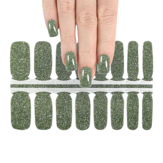 Dry Green glitter | Nail Wraps | Nail Stickers | Nail Strips | Gel Nails | Nail Polish Wraps - Nailfordable