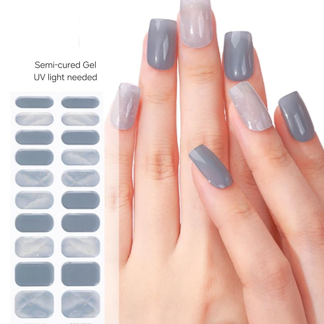 Shades of Gray- Semi-Cured Gel Wraps UV | Nail Wraps | Nail Stickers | Nail Strips | Gel Nails | Nail Polish Wraps - Nailfordable